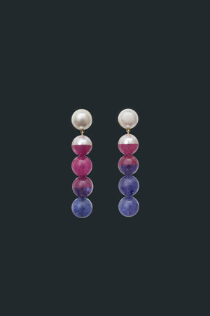 Sectional Pearl Earrings - Assorted Gems