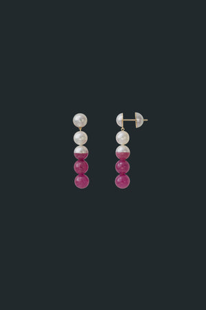 Sectional Pearl Earrings - Pink Sapphire