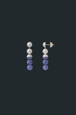 Sectional Pearl Earrings - Tanzanite