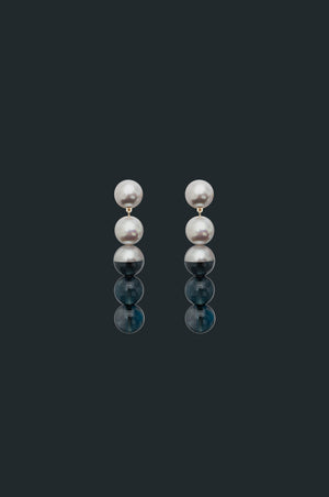 Sectional Pearl Earrings - London Blue Topaz