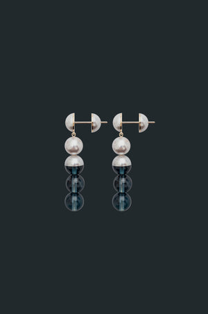 Sectional Pearl Earrings - London Blue Topaz