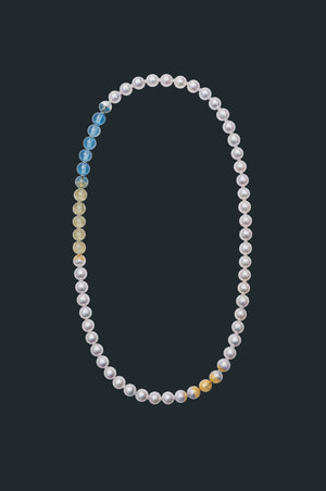 Sectional Pearl Necklace - Assorted Gems