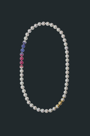 Sectional Pearl Necklace - Assorted Gems