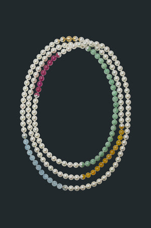 Sectional Pearl Necklace - Mix Tourmaline