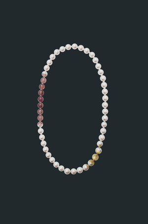 Sectional Pearl Necklace - Pink Tourmaline