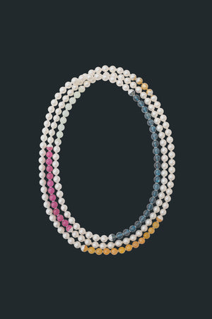 Sectional Pearl Necklace - Assorted Gems