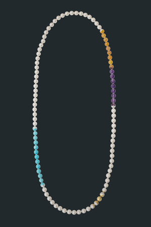 Sectional Pearl Necklace - Assorted Gems