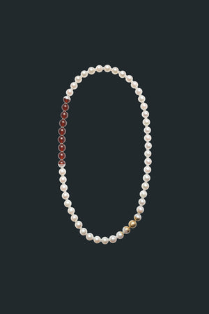 Sectional Pearl Necklace - Orange Garnet