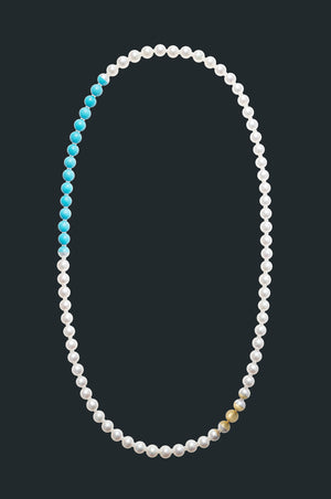 Sectional Pearl Necklace - Turquoise