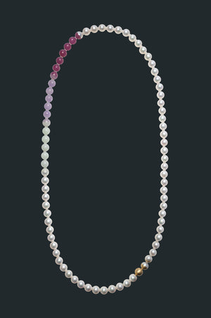 Sectional Pearl Necklace - Assorted Gems