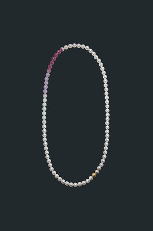 Sectional Pearl Necklace - Assorted Gems