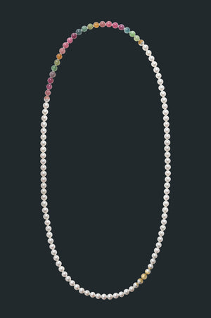 Sectional Pearl Necklace - Tourmaline