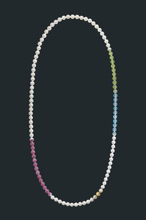 Sectional Pearl Necklace - Assorted Gems