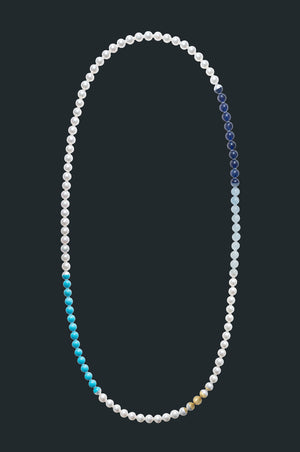 Sectional Pearl Necklace - Assorted Gems