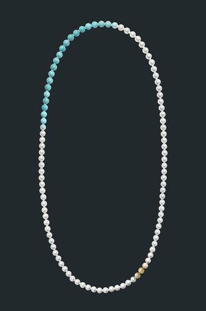 Sectional Pearl Necklace - Turquoise