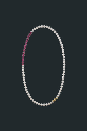 Sectional Pearl Necklace - Ruby