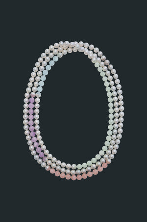 Sectional Pearl Necklace - Assorted Gems
