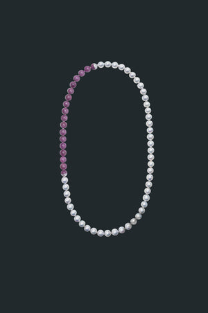 Sectional Pearl Necklace - Ruby